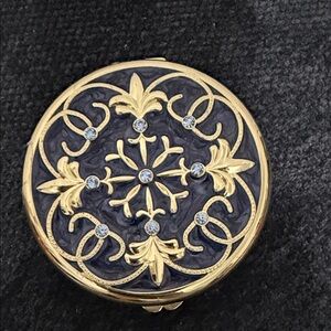 VTG PartyLite Opulence Blue Jewel Enameled Hinged Trinket Box Tealight Holder